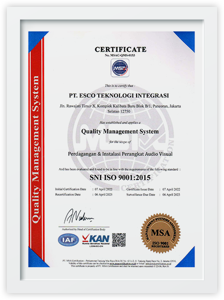 esco website about us certificate frame 60